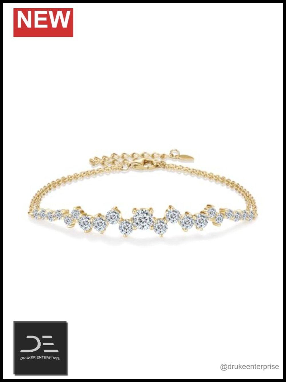 Moissanite Link Bracelet 925 Sterling Silver Adjustable D Color VVS1